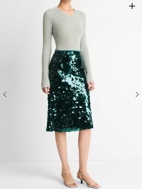 Vince Green Sequin Midi Skirt